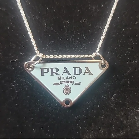 Prada Zipper pull tag Authentic,Tiffany’s blue charm with S925 chain. - Picture 2 of 4